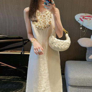 CHANGTONG | Elegant Korean Style Sleeveless Vest Dress Formal Occasion Classy Skirt French High End Feeling Summer Season Casual Wear