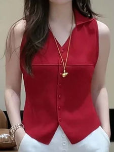 Shalldoer | Slim Fit Round Neck Short Sleeve Knitwear Casual Style Womens Top Korean Version Summer New Arrival Solid Color Versatile Shirt