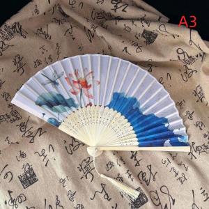 ★1Pcs Chinese Style Folding Fans Vintage Hand Fan Bamboo Tassel Dancing Fan Art Craft Female Hand Fans Photo Props Home Decor