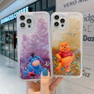 Quicksand Cute Cartoon Eeyore Shockproof Phone Case for iPhone 16ProMax 12ProMax 14ProMax 15ProMax 13ProMax  Winnie Pooh Bear Phone Cover for iPhone 16 15 Plus 14 12 mini 7 8 SE234 XR XS 11 13 Phone Shell for iPhone 16Pro 15Pro 14Pro 13Pro 12Pro