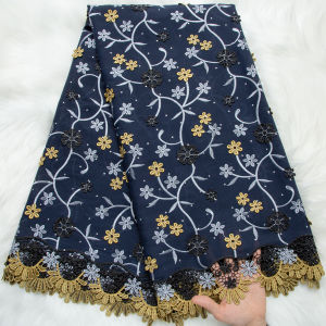 African Cotton Lace Fabric with Exquisite Multi-Color Floral Embroidery Soft & Breathable Swiss Voile Lace For Dressmaking