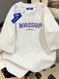 เสื้อยืดแขนสั้นผ้าฝ้ายแท้ WASSUP Pure Cotton 320g สำหรับผู้ชาย สไตล์อเมริกันย้อนยุค ลำลอง ปกติ ฤดูร้อน ใหม่ เสื้อตัวบน