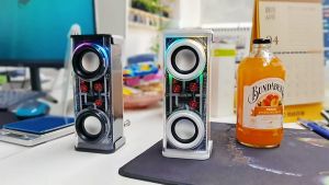 Speaker Bluetooth AIWA Cyberpunk V8 TWS Wireless v5.3 Mecha Transparan RGB Rhythm Subwoofer 10W