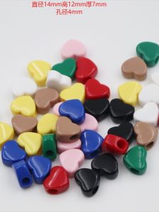 Acrylic Heart Shaped Beads Large Hole DIY Shoelace Tassel Accessories Horizontal Hole Loose Beads Fashion Jewelry Supplies