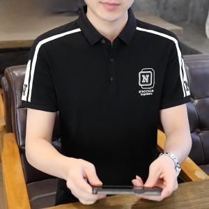 HENGYUANXIANG | Hengyuanxiang Mens Ice Silk Short Sleeve Polo Shirt Casual Summer Breathable Lightweight Fashionable Modern Style T-Shirt