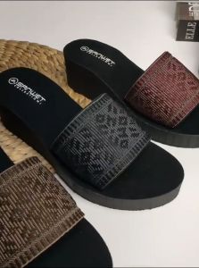 Sandal Wedges Wanita Dewasa Selop Rajut Turki Motif Refila Terbaru