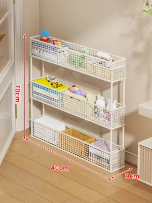 Ultra-thin Narrow Multi-layer Mobile Storage Shelf