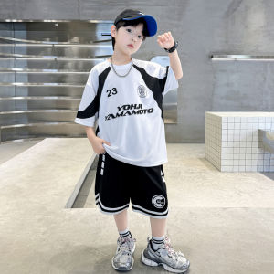 ชุดบาสเก็ตบอลฤดูร้อนสำหรับเด็กชาย ชุดกีฬาสองชิ้น โพลีเอสเตอร์ แห้งเร็ว แฟชั่น เสื้อผ้าเด็กชาย ชุดกีฬาฤดูร้อน