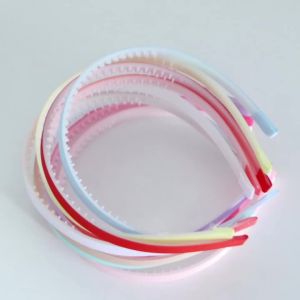 10pcs/lot Plain 10MM Satin Headband Girls Fabric Covered Resin Hairbands Plastic Headbands Kids Toothed Hair Hoop Accessories