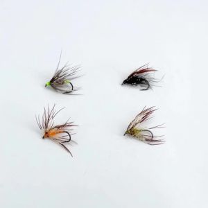 Bimoo 8pcs #14 Grizzly Soft Hackle Tenkara Flies Barbed Fly Hook Wet Midge Fly Tenkara Nymph Fly Trout Grayliing Fishing Lures