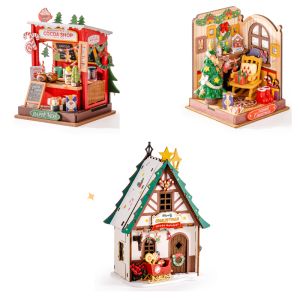 ROBOTIME ชุดบ้านจิ๋วแบบทำมือชุดสร้างแบบจำลองบ้านตุ๊กตาไม้ของขวัญเด็ก