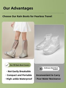 Disposable Thickened Waterproof Non-Slip Adult And Child Rain Boot Covers Mens Womens High-Tube Universal Rain Shoe Covers