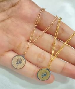 Kalung Motif Koin Titanium Anti Karat Wanita Aksesoris Perhiasan Rantai Koren Style Simple 137-KT