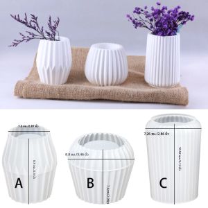 1PC ทรงกระบอกแจกันซิลิโคนเรซินแม่พิมพ์ DIY ลายดอกไม้หม้อเทียนพลาสเตอร์เทียนถ้วยทําด้วยมือแม่พิมพ์ทํา reusable