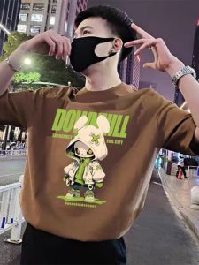 Áo Thun Cotton in Hình Gấu Mùa Hè Thường Ngày Cho Nam Tay Ngắn Dáng Rộng Thoải Mái Thời Trang Thường Ngày