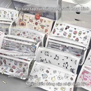 forsso | Transparent Simple Cute Cartoon Large Capacity Multi-functional Stationery Case