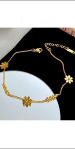 OYJR สร้อยข้อเท้าเดซี่ 18k และเสื้อ สร้อยข้อเท้าสแตนเลสชุบทอง