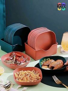 Durable and Sturdy Wheat Fiber Color Square Plate Mini Square Stir Fry Plate Wheat Fiber Fruit Salad Appetizer Tableware