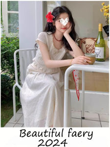 Váy Dài Tay Thêu Nặng Phong Cách Trung Hoa Mới Dành Cho Nữ Mùa Hè Váy Dài Cotton Polyester Viscose Pha Trộn Chất Lượng Cao Cấp