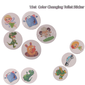 1Set Thermochromic Color Changing Toilet Sticker Urinal Training Aid Waterproof Potty Chart For Kids Fun Bathroom Learning