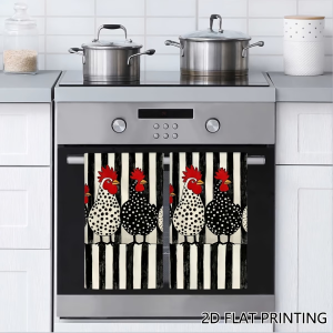 2-Pack Farmhouse Striped Rooster Kitchen Towels Dish Towels Hand Towels Holiday Decorative Hand Towels Soft Absorbent Drying Cloths Kitchen Decor Table Decor Kitchen Supplies Home Decor