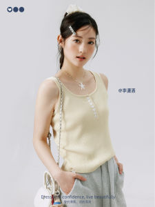 Lixiaoaopeng plus Size Knitted Vest Womens Ice Silk Cool Comfortable Slimming Versatile Top Durable Polyester Rayon Blend