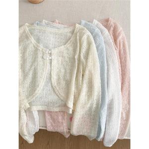 New Chinese Style Slim Fit Long Sleeve Sun Protection Open Cardigan Womens Summer Fashion Outerwear Short Top Thin Coat