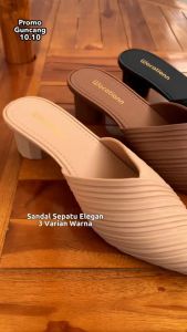 VEBLEN Sandal Mules Heels Wanita Cewek Perempuan Fashion Gaya Korea Style Mewah Elegan Kekinian
