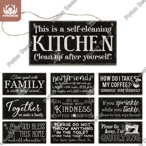 Putuo Decor Room Wooden Hanging Signs Wood Plaque for Family Signs Home Cafe Kitchen Bathroom Decoration Door Wall Hanging Decor