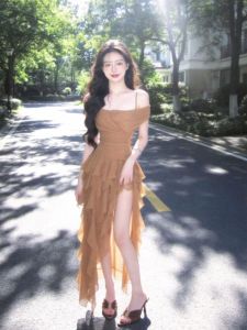 CHANGTONG | Retro Gentle Elegance Unique Design Strapless Dress
