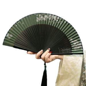 New Ladies Bamboo Fan Traditional Chinese Dance Hanfu Summer Portable Wind Fashionable Tassel Flag Robe Foldable Fan