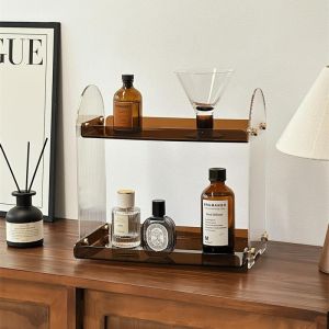 จักรวาลของความงาม Acrylic Multi-layer Storage Rack สำหรับเครื่องสำอาง น้ำหอม ครีม หน้ากาก สำหรับโต๊ะแต่งหน้าในห้องน้ำ