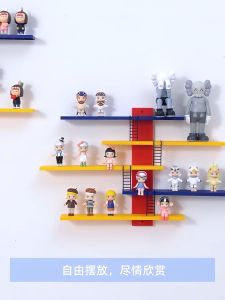 【One Cat Shop】5 Layers Blind Box Wall Hanging Rack for Pop-Mart Doll Storage Display Rack Colorful Stepped Ladder Type Action Figure Organizer