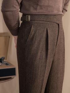 Retro Warm Herringbone Trousers