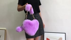 กระเป๋าถือ กระเป๋าขนเฟอร์เทียม รูปหัวใจ สำหรับผู้หญิง กระเป๋าแฟชั่น น่ารัก