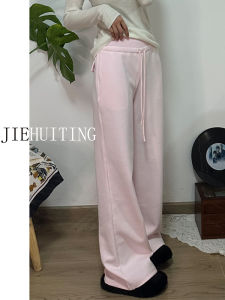 High Waist Loose Wide Leg Pants Womens plus Size Long Pink Casual Trousers Spring New Style Slimming Effect Comfortable Fit