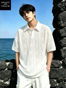 YOULIN | Summer Mesh Breathable Polo Shirt with Texture and Hollow Out Design Short Sleeve