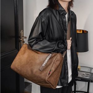 Túi Thể Thao Thể Dục Dung Tích Lớn Bằng Da Mềm Chống Thấm Nước Có Khóa Kéo Túi Đeo Chéo Nam Thời Trang Túi Đựng Giày Túi Đựng Đồ Thể Thao