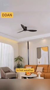 COD 42/52 Inch Ceiling Fan with Light Modern Simple Black Style Strong Winds Silent 6 - Speed Wind Copper Motor 3 Blades DC Inverter with Remote 3 Colors Dimming LED Light for Living Room Bedroom Kitchen Restaurant Office Garage