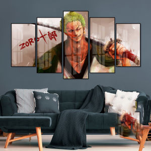 One Piece Decorative Artwork Living Room Esports Room Anime Cartoon Wall Painting Metal Framed Modern Simplicity Game Picture