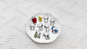 Bandai | 10pcs Snoopy Woodstock Cartoon Enamel Brooch Pins Classic Dog Anime Lapel Badges DIY Backpack Clothes Decoration Gift for Fans