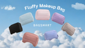 BAGSMART Makeup Bag Travel Cosmetic Bag Wide-open Pouch Puffy Padded Toiletry Bag Organizer Case