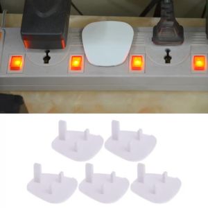 5Pcs White UK Power Socket Cover Baby Anti Electric Shock Plugs Protector Cover