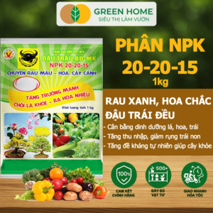 Phân Bón NPK 20-20-15 Greenhome Đầu Trâu Gói 1KG Chuyên Rau Màu - Hoa Cây Cảnh
