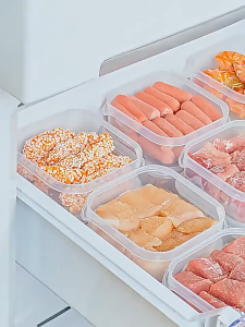 กล่องถนอมอาหารแช่แข็ง กล่องอาหารโปร่งใส 350/650/1200/2000ML กล่องพลาสติก เหมาะสำหรับแช่ตู้เย็นและไมโครเวฟ เก็บผักผลไม้และเนื้อสัตว์