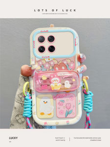 Redmi K70 Ultra Womens Cartoon Duck Silicone Phone Case Full Cover with Lanyard Anti-Fall Luxury Feel K70 pro Mobile Phone Protective Cover