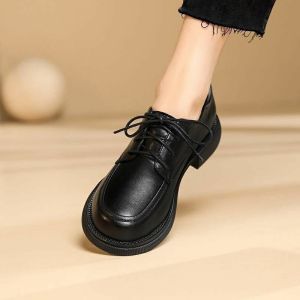 KFC Work Shoes Womens Soft Bottom Comfortable Anti-slip Dining Black Shoes 2025 New England Style Small Leather Shoes