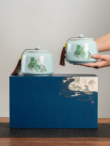 Hộp Đựng Trà Xanh Cao Cấp Bằng Gốm Sứ Hộp Quà Tặng Trống Phong Cách Trung Hoa Logo Hộp Đựng Trà Xanh Xuân Longjing Bishuochun