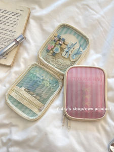 กระเป๋าใส่เครื่องสำอางแบบพกพาขนาดเล็ก กระเป๋าใส่เครื่องประดับและลิปสติก ความจุขนาดใหญ่ แยกชั้นได้ กระเป๋าสำหรับเติมเครื่องสำอางแบบใหม่