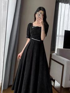 Chubby plus Size Retro Hepburn Style Fancy Jacquard Dress Womens Summer New Arrival Silm Slim Looking Beaded Dress